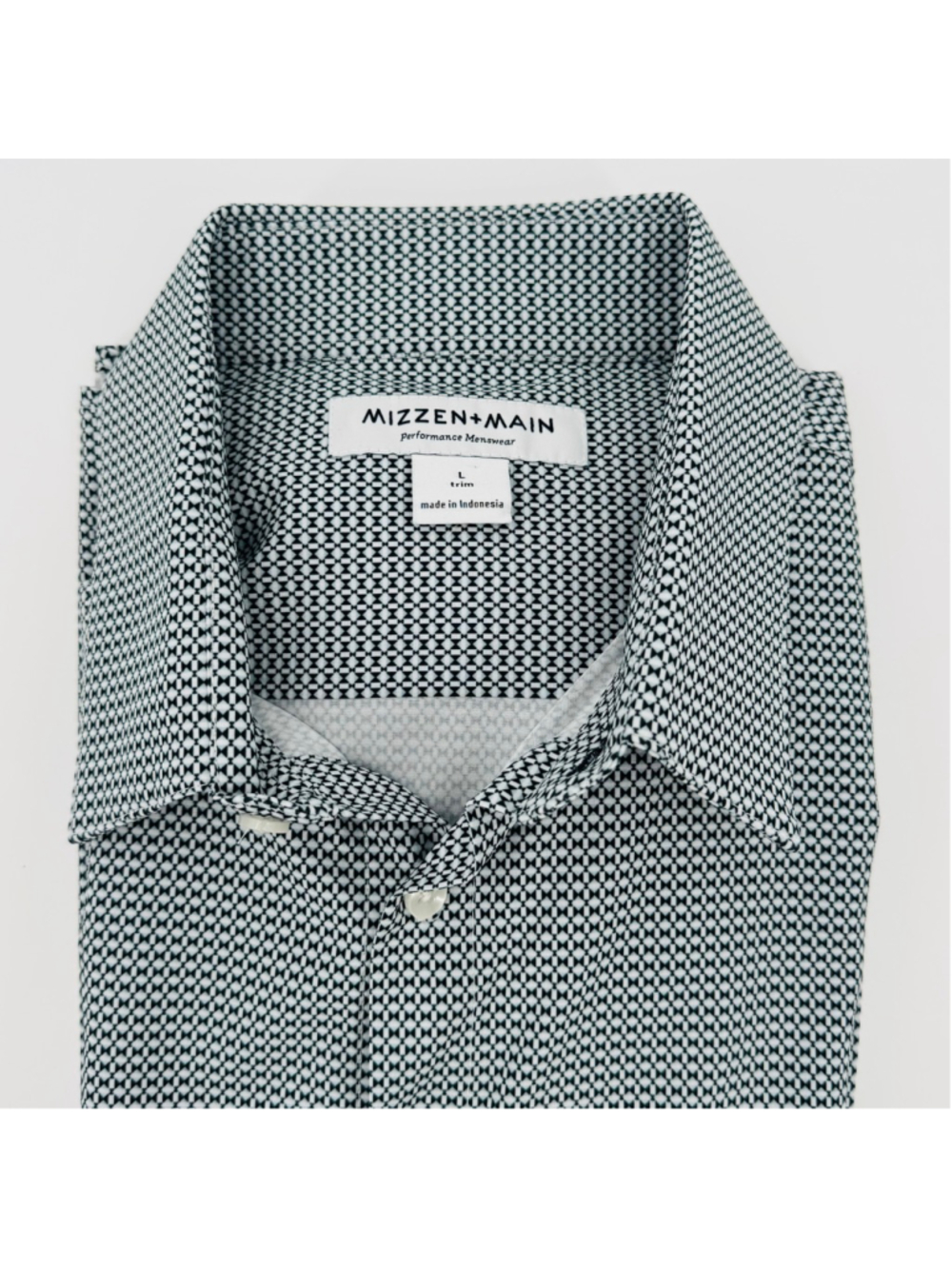Mizzen+Main Leeward Performance Button Down Shirt L Black White Geometric